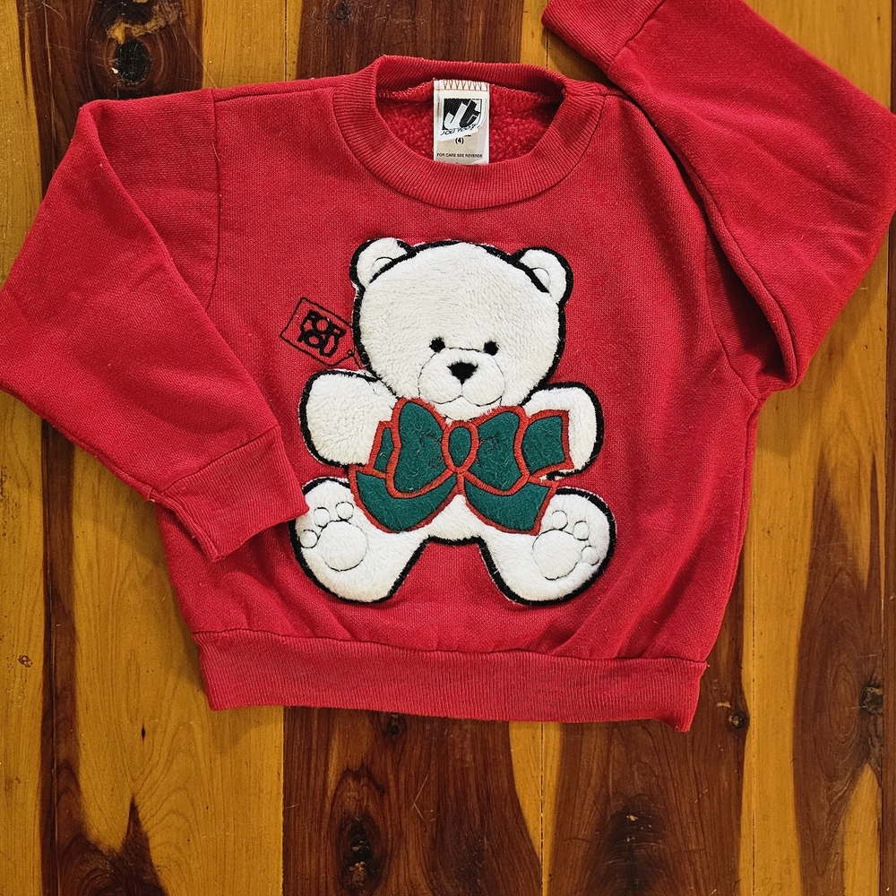 Vintage Jog Togs Kids Red Bear Sweater Size 4